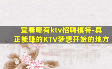 宜春哪有ktv招聘模特-真正能赚的KTV梦想开始的地方